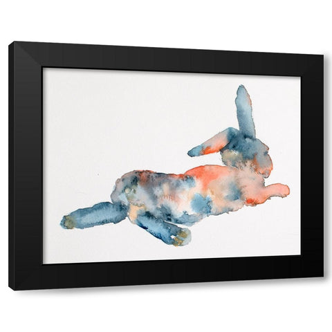 Color Trend Bunny Black Modern Wood Framed Art Print by Art by Leslie Franklin
