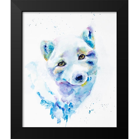 Arctic Fox Black Modern Wood Framed Art Print by Art by Leslie Franklin