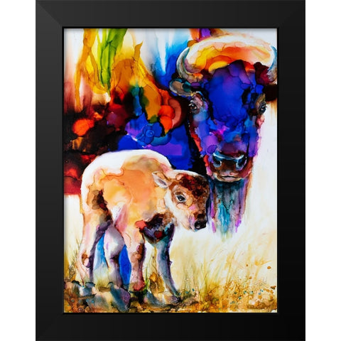 Bison By Son_1 Black Modern Wood Framed Art Print by Art by Leslie Franklin