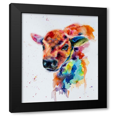 Bison Calf_1 Black Modern Wood Framed Art Print with Double Matting by Art by Leslie Franklin