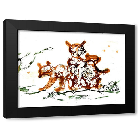 Cellular 3 Bears (2) Black Modern Wood Framed Art Print by Art by Leslie Franklin