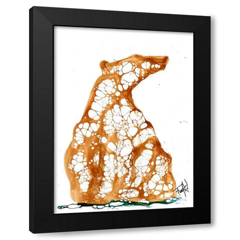 Cellular Bear 2 Black Modern Wood Framed Art Print by Art by Leslie Franklin