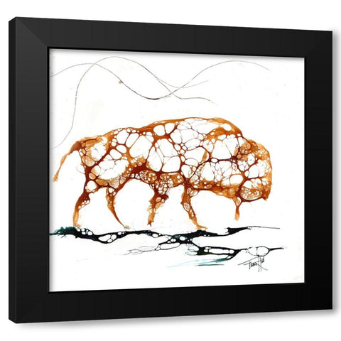 Cellular Bison Black Modern Wood Framed Art Print with Double Matting by Art by Leslie Franklin