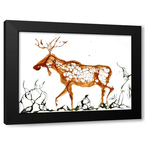 Cellular Moose Black Modern Wood Framed Art Print with Double Matting by Art by Leslie Franklin