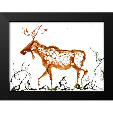 Cellular Moose Black Modern Wood Framed Art Print by Art by Leslie Franklin