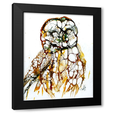 Cellular Series - Grey Owl Black Modern Wood Framed Art Print with Double Matting by Art by Leslie Franklin