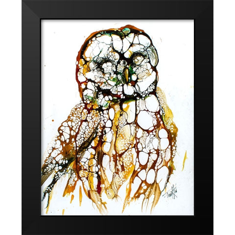 Cellular Series - Grey Owl Black Modern Wood Framed Art Print by Art by Leslie Franklin