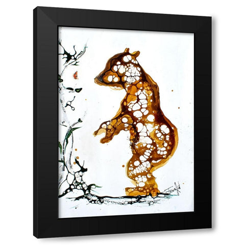 Cellular Series - Standing Cub Black Modern Wood Framed Art Print with Double Matting by Art by Leslie Franklin