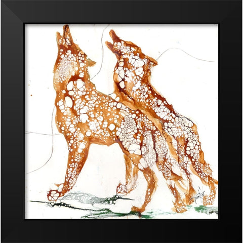 Cellular Wolves2 Black Modern Wood Framed Art Print by Art by Leslie Franklin