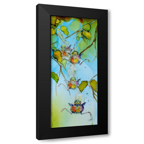 Free Falling Black Modern Wood Framed Art Print by Art by Leslie Franklin