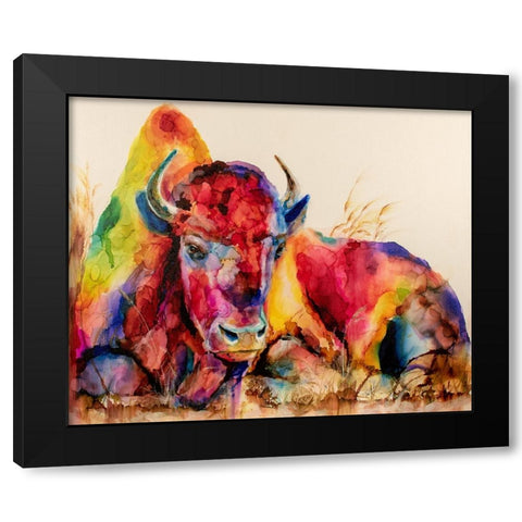 Herd It Was Naptime Black Modern Wood Framed Art Print by Art by Leslie Franklin