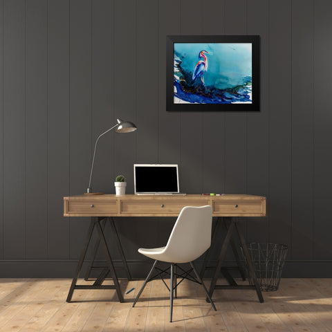 Heron There Black Modern Wood Framed Art Print by Art by Leslie Franklin