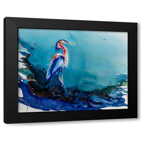 Heron There Black Modern Wood Framed Art Print by Art by Leslie Franklin