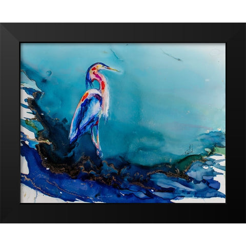 Heron There Black Modern Wood Framed Art Print by Art by Leslie Franklin