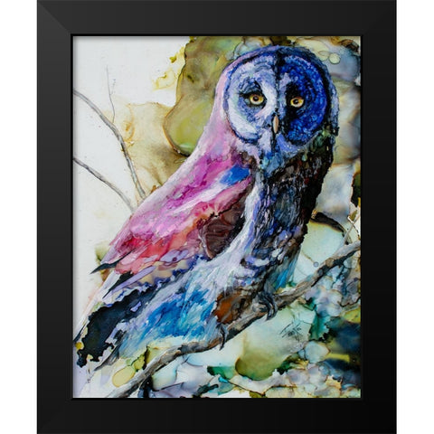 Im Owl Right Black Modern Wood Framed Art Print by Art by Leslie Franklin