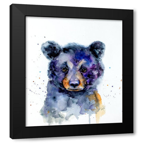 Nursery Black Bear Black Modern Wood Framed Art Print by Art by Leslie Franklin