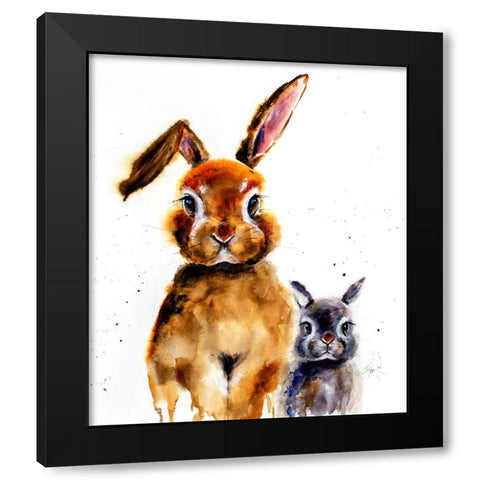 Nursery Bunnies Black Modern Wood Framed Art Print by Art by Leslie Franklin