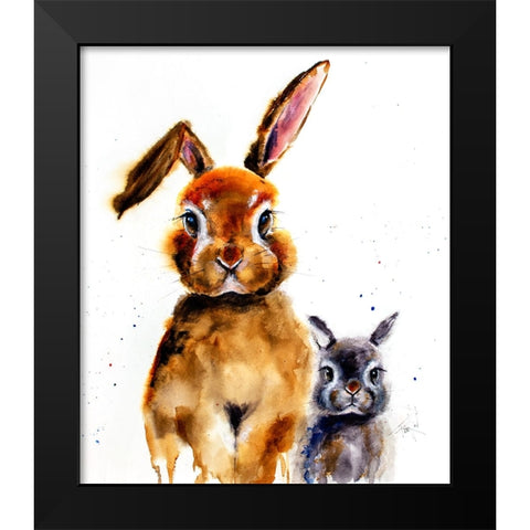Nursery Bunnies Black Modern Wood Framed Art Print by Art by Leslie Franklin