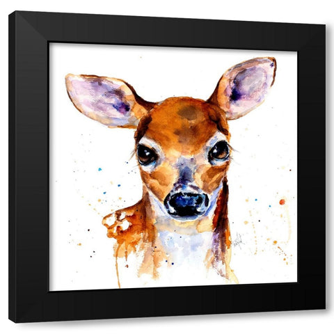 Nursery Fawn Black Modern Wood Framed Art Print with Double Matting by Art by Leslie Franklin