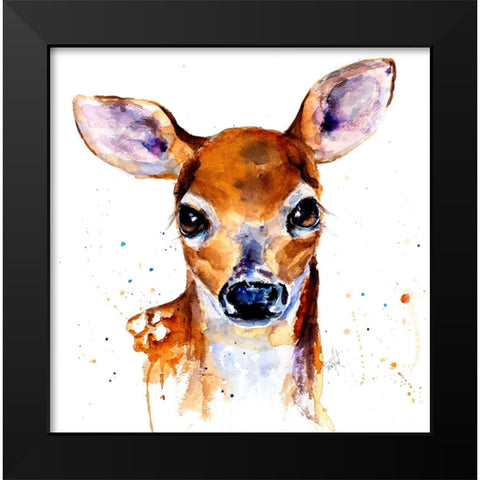 Nursery Fawn Black Modern Wood Framed Art Print by Art by Leslie Franklin
