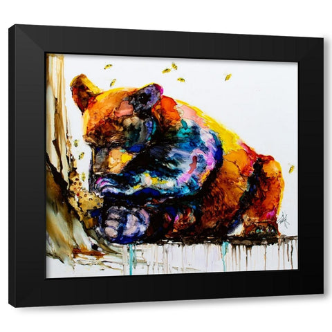 Show Me The Honey Black Modern Wood Framed Art Print by Art by Leslie Franklin