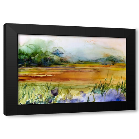Somewhere On The Prairies Black Modern Wood Framed Art Print with Double Matting by Art by Leslie Franklin