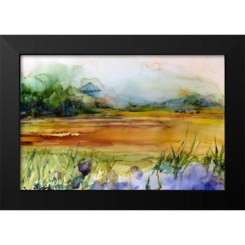 Somewhere On The Prairies Black Modern Wood Framed Art Print by Art by Leslie Franklin