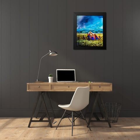 The Field Trip Black Modern Wood Framed Art Print by Art by Leslie Franklin