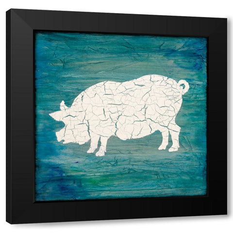 Farm Pig Black Modern Wood Framed Art Print by LightBoxJournal