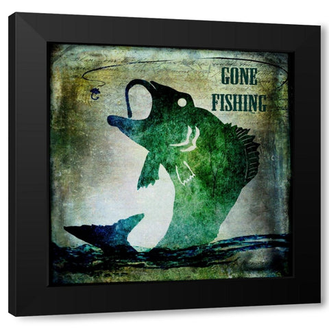Gone Fishing Black Modern Wood Framed Art Print by LightBoxJournal