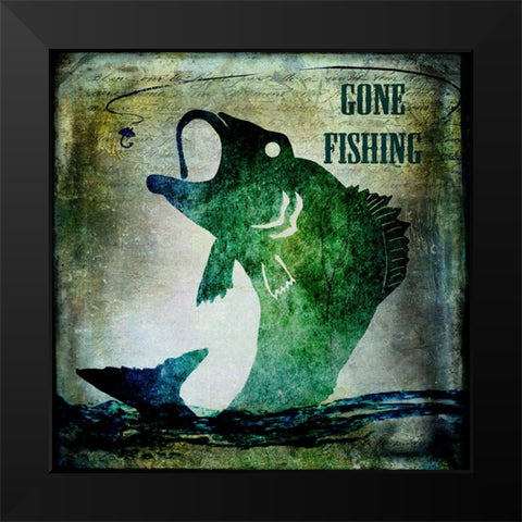 Gone Fishing Black Modern Wood Framed Art Print by LightBoxJournal