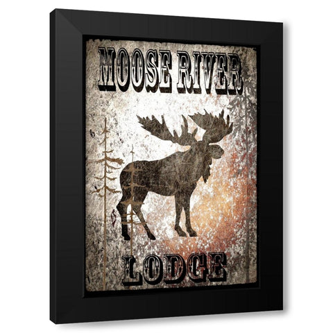 Lodge Moose River Lodge Black Modern Wood Framed Art Print with Double Matting by LightBoxJournal