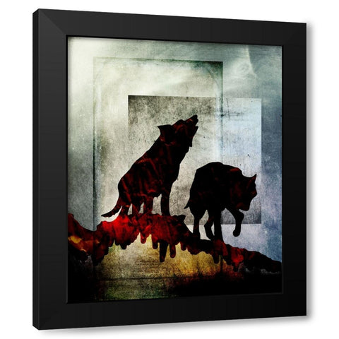 Pair Of Wolves Black Modern Wood Framed Art Print by LightBoxJournal