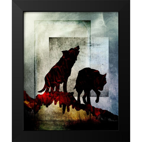 Pair Of Wolves Black Modern Wood Framed Art Print by LightBoxJournal