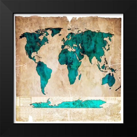 Sea Map I Black Modern Wood Framed Art Print by LightBoxJournal