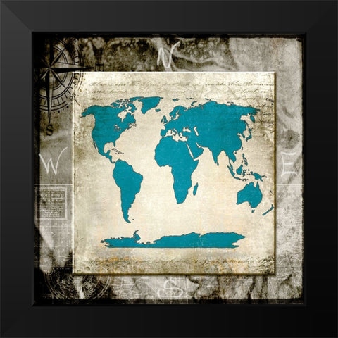 Sea Map II Black Modern Wood Framed Art Print by LightBoxJournal