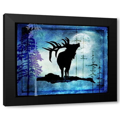 Midnight Elk Black Modern Wood Framed Art Print by LightBoxJournal