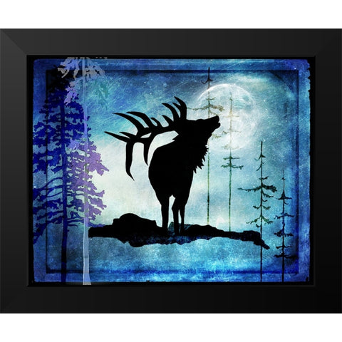 Midnight Elk Black Modern Wood Framed Art Print by LightBoxJournal