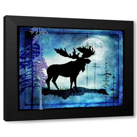 Midnight Moose Black Modern Wood Framed Art Print by LightBoxJournal