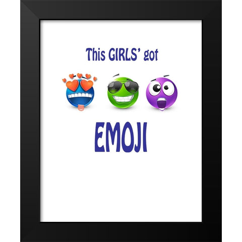 This Girls Got Emoji Black Modern Wood Framed Art Print by LightBoxJournal