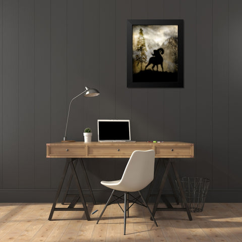 Mystic Big Horn Black Modern Wood Framed Art Print by LightBoxJournal