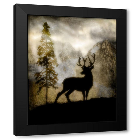 Mystic Deer Black Modern Wood Framed Art Print by LightBoxJournal