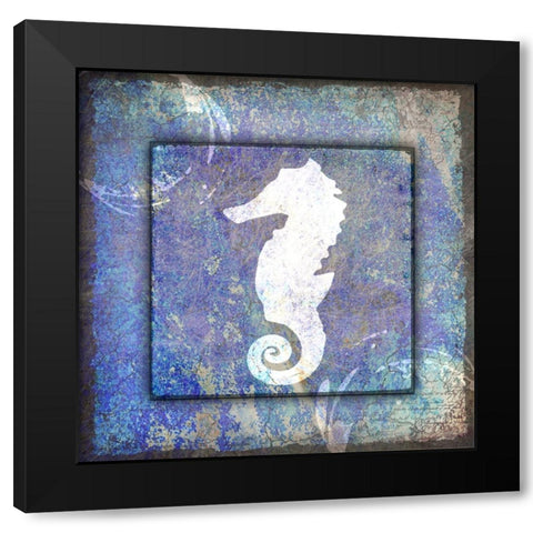 Beach House Sea Horse Black Modern Wood Framed Art Print by LightBoxJournal