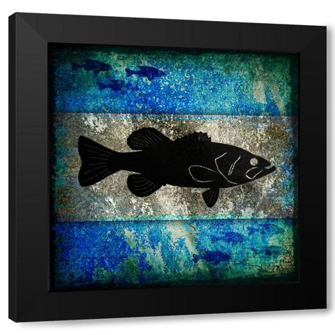 Fishing Rules Bass Black Modern Wood Framed Art Print with Double Matting by LightBoxJournal