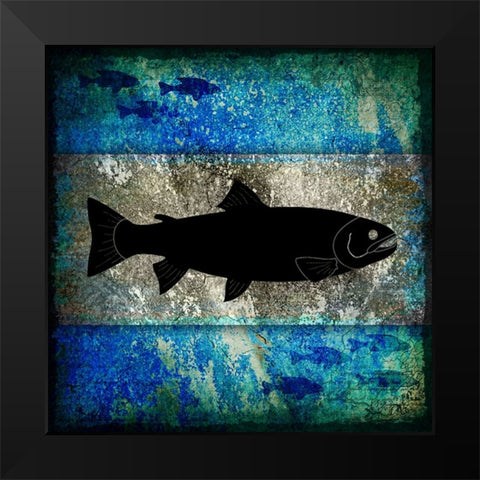 Fishing Rules Trout Black Modern Wood Framed Art Print by LightBoxJournal
