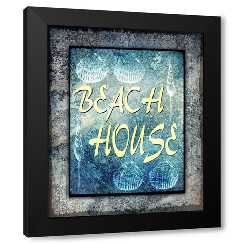 Hello Beach House Black Modern Wood Framed Art Print by LightBoxJournal