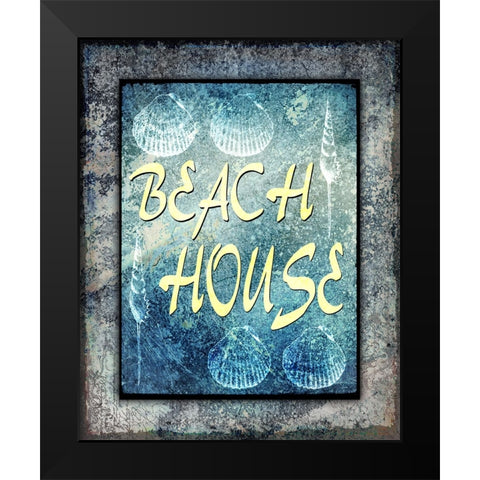 Hello Beach House Black Modern Wood Framed Art Print by LightBoxJournal