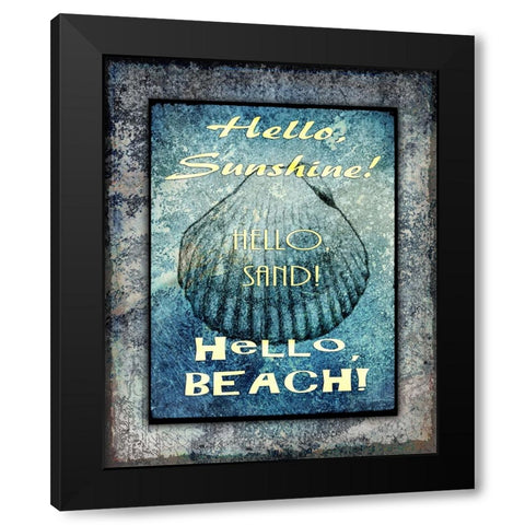 Hello Beach Black Modern Wood Framed Art Print by LightBoxJournal