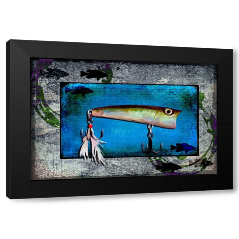 Fishing - Bass Lure Poppy Black Modern Wood Framed Art Print with Double Matting by LightBoxJournal