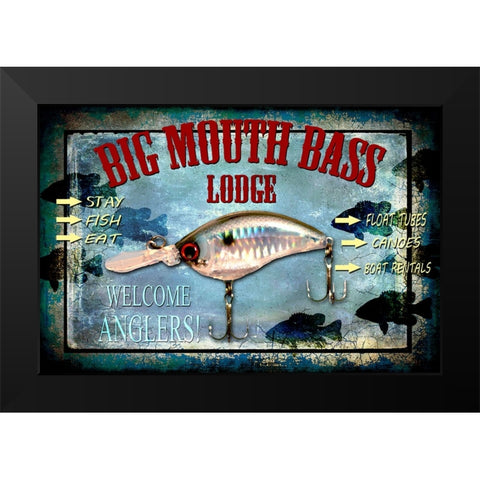 Fishing - Big Mouth Lodge Black Modern Wood Framed Art Print by LightBoxJournal